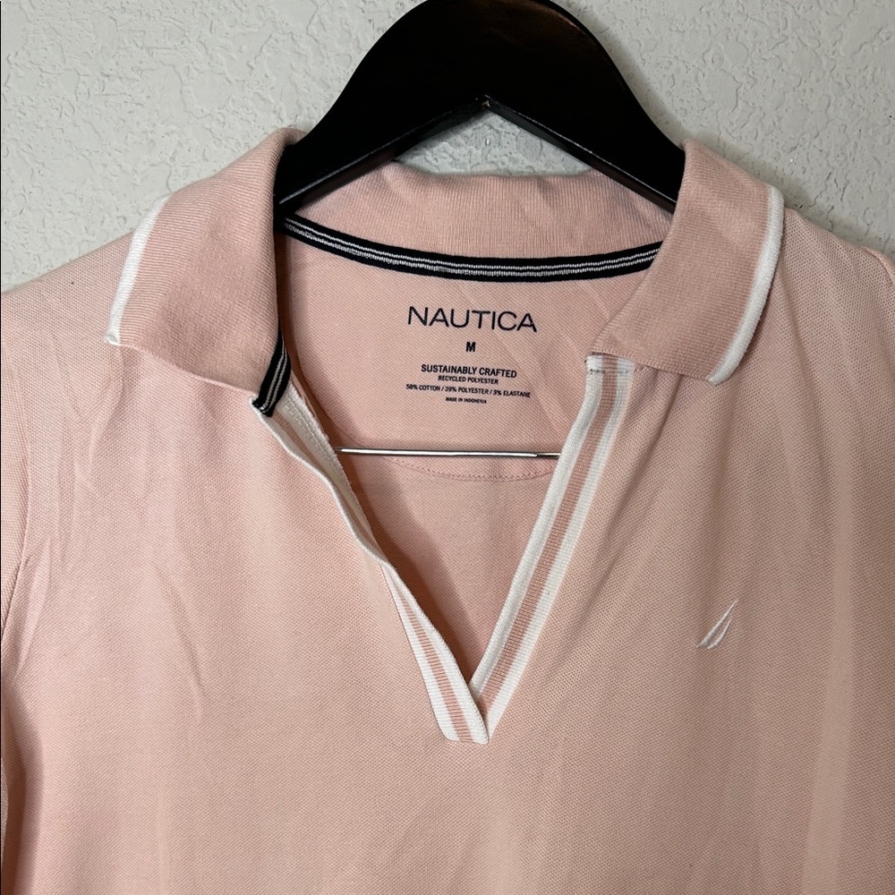 Nautica Light Peach color Polo with White Accents